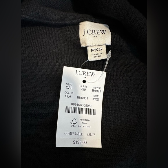 NWT J. Crew PXS Black Open Cardigan w/ Pockets. 100% Cotton. Thick.Stretchy. - Picture 6 of 16